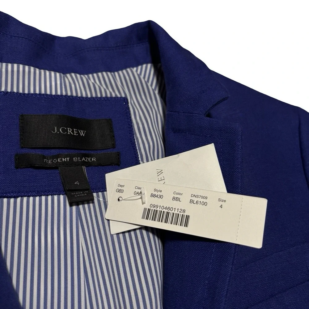 NWT J.CREW Regent Blazer 100% Linen Single Button Front Size 4 - 18 x 26 - Picture 5 of 8